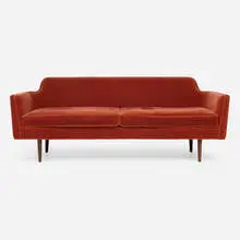 Sofa, model 495 by Edward Wormley, c. 1955, microfiber upholstery, walnut, sold Jun 2025