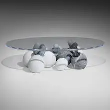 Giulio Lazzotti, Tavolino Gregge, c. 1985, Imperial Bardiglio and Black Marquina marble, acrylic