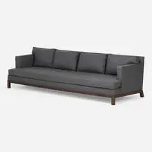 N. C. Wyeth, Custom sofa, c. 1995, upholstery, oak, lacquered wood