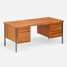 Peter Hvidt, Desk, 1959, teak, patinated steel, felt, glass