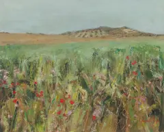 Cornfields with poppies by Perpetua Pope, offered Nov 2017