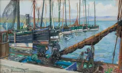East coast fishing boats at Oban by Mary B. Barnard, sold Nov 2017