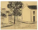 Werner Heldt, Straße, 1948, Kohle auf Bütten
