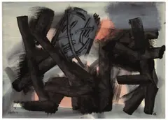 Vor Rot by Fritz Winter, 1954, Öl auf leichtem Karton, sold Jun 2012