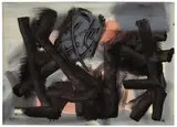 Fritz Winter, Vor Rot, 1954, Öl auf leichtem Karton