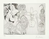 Pablo Picasso, Télévision: Quaker, peau-rouge, écuyère ..., 1968, Radierung auf Velin