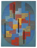 Adolf Fleischmann, Ohne Titel, 1957, Gouache auf blauem Bütten