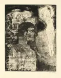 Emil Nolde, Tänzerin, 1922, Radierung und Blindätzung auf gelblichem Papier