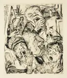Max Beckmann, Die Gähnenden, 1918, Kaltnadel auf festem Bütten