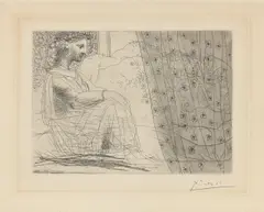 Pablo Picasso, Marie-Therese, en vestale veillant le minotaure endormi, 1933, Radierung auf Velin