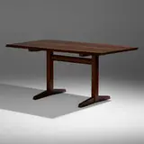 Trestle dining table by George Nakashima, 1961, American black walnut, rosewood, sold Sep 2022