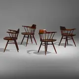 Armchairs, set of four by George Nakashima, 1961, American black walnut, sold Sep 2022