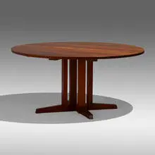 Cluster Base dining table by George Nakashima, 1980, cherry, laurel, sold Sep 2022