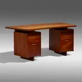 Rare Double Pedestal desk by George Nakashima, 1959, East Indian teak, sold Sep 2022