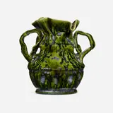 Vase by George E. Ohr, 1897-1900, glazed earthenware, sold Sep 2022