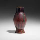 Tall vase by George E. Ohr, 1897-1900, glazed earthenware, sold Sep 2022