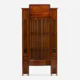 Viennese Secessionist, Cabinet, c. 1910, mahogany, satinwood, glass, mother-of-pearl, brass