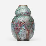 Fernand Rumèbe, Exceptional double gourd vase, c. 1915, crystalline-glazed stoneware