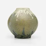 Vase with veined leaves by Léonard Gébleux for Manufacture Nationale de Sèvres, 1921, glazed stoneware, sold Sep 2022