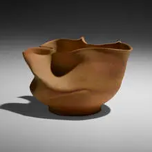 Large vase by George E. Ohr, 1898-1910, bisque earthenware, sold Sep 2022