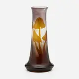 Fine vase with mushrooms by Émile Gallé, c. 1900, acid-etched, wheel-carved, and martelé cameo glass, sold Sep 2022