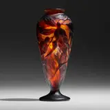 Rare Vase de Tristesse with ylang ylang by Émile Gallé, c. 1900, acid-etched, wheel-carved, and martelé cameo glass, sold Sep 2022