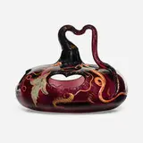 Émile Gallé, Reticulated gourd with flowering vine, c. 1900, enameled and gilt aubergine glass