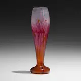 Émile Gallé, Exceptional marquetry vase with crocuses, c. 1900, padded, wheel-carved and hand-carved cameo glass