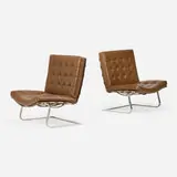 Tugendhat chairs, pair by Ludwig Mies van der Rohe, leather upholstery, chrome-plated steel, sold Jun 2025