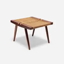 Grass-seated stool by George Nakashima, 1962, American black walnut, sea grass cord, sold Jun 2025