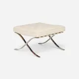 Barcelona ottoman by Ludwig Mies van der Rohe, 1929 / 2003, leather upholstery, chrome-plated stainless steel, sold Jun 2025