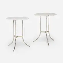 Cedric Hartman, Occasional tables, pair, c. 1970, marble, aluminum