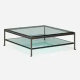 Holly Hunt, D'Orsay coffee table, c. 2010, patinated metal, glass