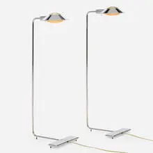 Floor lamps, pair by Cedric Hartman, c. 1985, chrome-plated brass, acrylic, powder-coated aluminum, sold Jun 2025