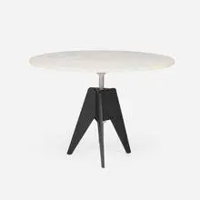 Screw cafe table by Tom Dixon, 2007, enameled cast iron, marble, steel, sold Jun 2025