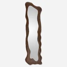 Modern, Wall mirror, c. 1968, hammered copper with applied patina, mirrored glass