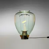 Umberto Riva, Veronese table lamp, 1984, Murano glass, aluminum, wood, brass
