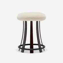Edward Wormley, Toadstool stool, c. 1967, faux shearling, rosewood, lacquered steel