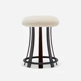 Edward Wormley, Toadstool stool, c. 1967, faux shearling, rosewood, lacquered steel