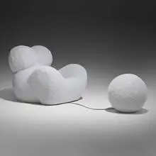 Gaetano Pesce, UP5 chair and UP6 ottoman, 1969, stretch bouclé fabric over polyurethane foam and rubber