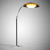 Stilux, Floor lamp, c. 1965, nickel-plated and lacquered metal, lacquered steel, marble, acrylic