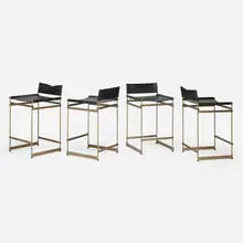 Alexander Diaz Andersson, Redo stools, set of four, c. 2020, leather, patinated steel