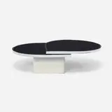 Richard D. Berry, Jr., Swivel coffee table, 1986, glass, chrome-plated steel, painted wood