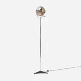 Frank Ligtelijn, Globe floor lamp, 1961, smoked glass, chrome-plated steel, aluminum, brushed and crackle-lacquered steel