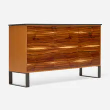 Thomas Hayes Studio, Cabinet, c. 2015, stone, jacaranda, birch, leather, powder-coated steel