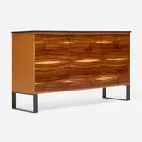 Thomas Hayes Studio, Cabinet, c. 2015, stone, jacaranda, birch, leather, powder-coated steel