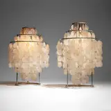 Verner Panton, Fun 1TM table lamps, pair, 1964, chrome-plated metal, stainless steel, mother-of-pearl