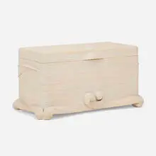 Chest by Betty Cobonpue, c. 1985, cerused reed, bleached mahogany, sold Jun 2025