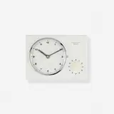 Max Bill, Wall clock and timer, c. 1954, glazed porcelain, chrome-plated brass, enameled aluminum, plastic