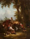 George Morland, Figures resting under a tree at midday